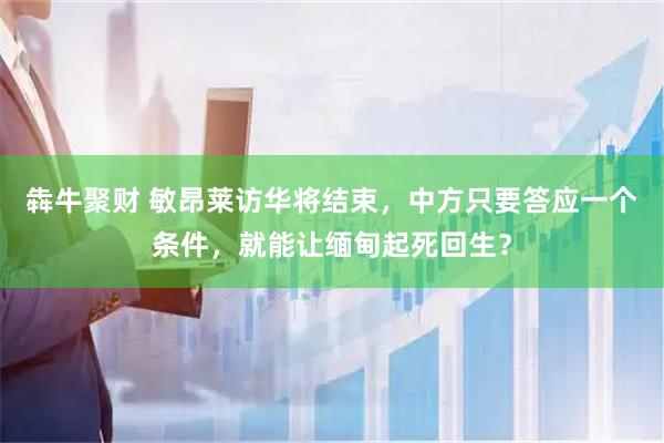 犇牛聚财 敏昂莱访华将结束，中方只要答应一个条件，就能让缅甸起死回生？